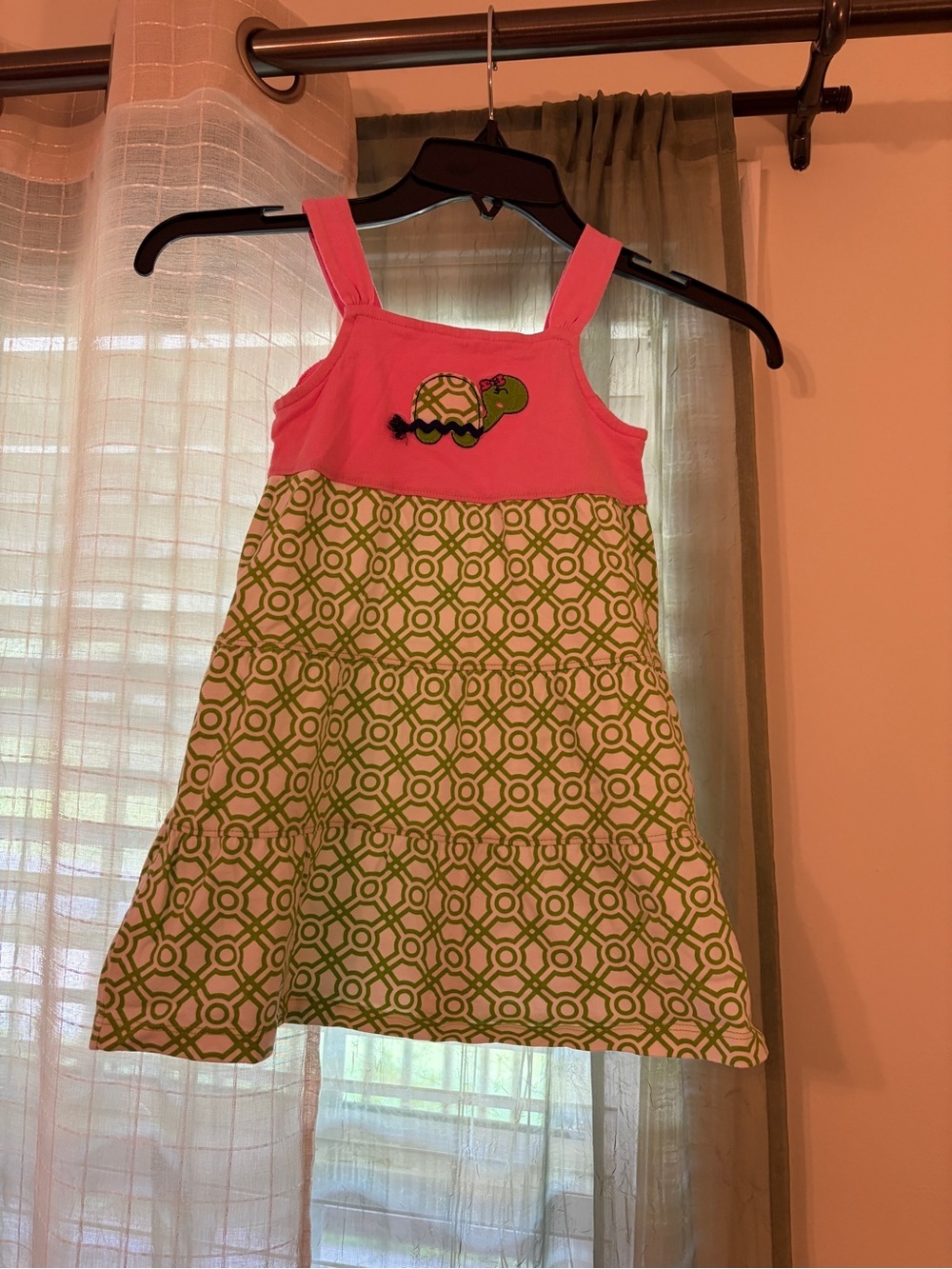 Pink & Green Turtle Applique Sundress